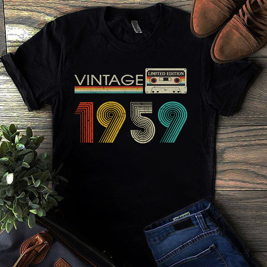 Vintage 1959 Stepping Into My 63rd, Fabulous Since 1959 63rd Birthday Unique T Shirt For Woman, Her Gifts For 63 Years Old , Turning 63 Birthday Cotton Shirt