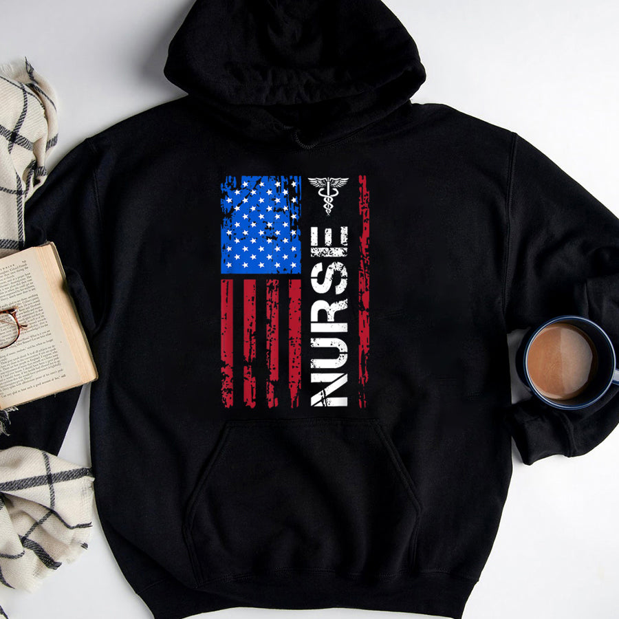 Nurse Shirt Patriotic Nurse 4th Of July American Flag Independence Day T-Shirt Nurses Week Gift