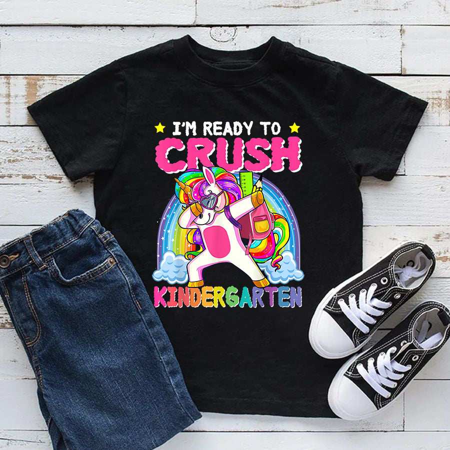 Back to School Shirts I'm Ready To Crush Kindergarten Unicorn First Day of Girls T-Shirt