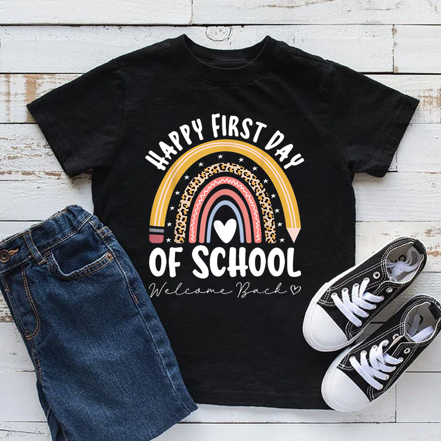 Back to School Shirts Happy First Day School Rainbow Welcome Back To School T-Shirt