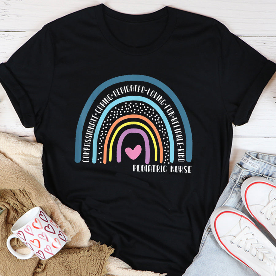 Nurse Shirt Pediatric Nurse Cute Rainbow T-Shirt Nurses Week Gift