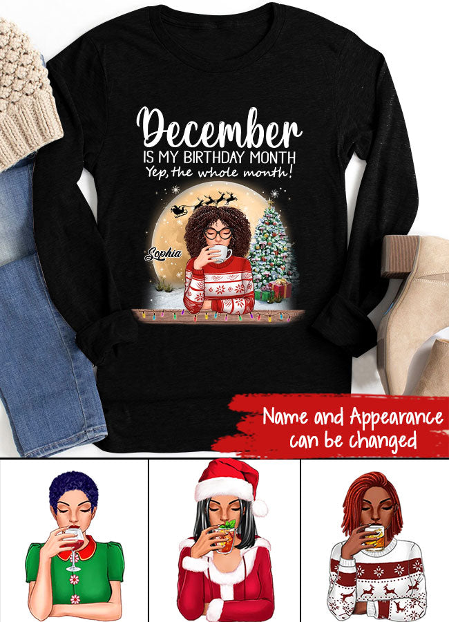 Custom December Birthday Shirt For Woman, Queens Are Born In December Gifts, Melanin Afro Woman Shirt, Black Girl Tee, Afro Queen Gift