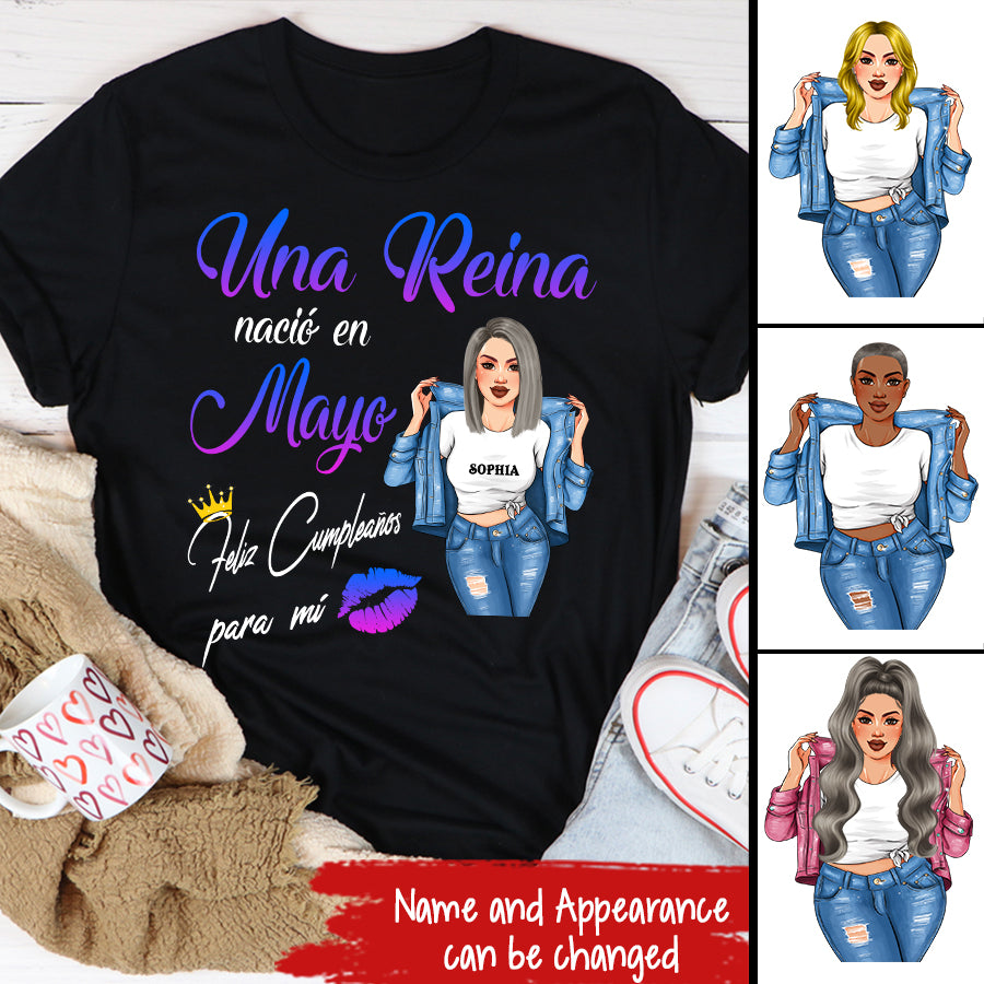 Camisa De Cumpleaños De Mayo, Camisa De Cumpleaños Personalizada, Reinas Nacidas En Mayo, Regalos De Cumpleaños De Mayo, Camisas De Mayo Para Mujeres