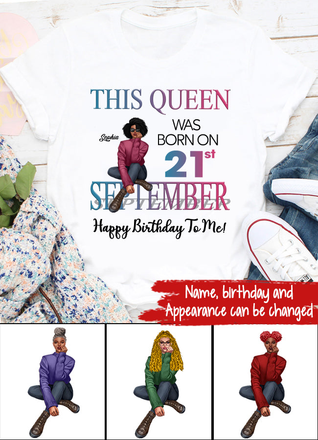 September Birthday Shirt, Custom Birthday Shirt, Queens are Born In September, September Birthday Shirts For Woman, September Birthday Gifts, Melanin Afro Woman Shirt, Black Girl Tee, Afro Queen Black Pride Gift