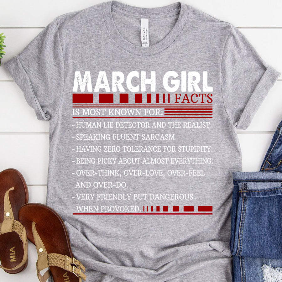 March girl facts, March birthday shirts, a queen was born in March, March shirts for Woman
