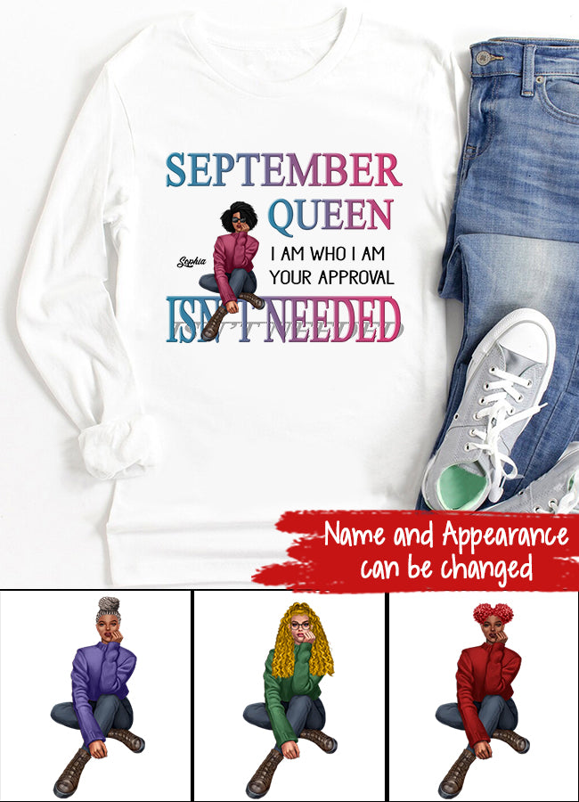 September Birthday Shirt, Custom Birthday Shirt, Queens are Born In September, September Birthday Shirts For Woman, September Birthday Gifts, Melanin Afro Woman Shirt, Black Girl Tee, Afro Queen Black Pride Gift