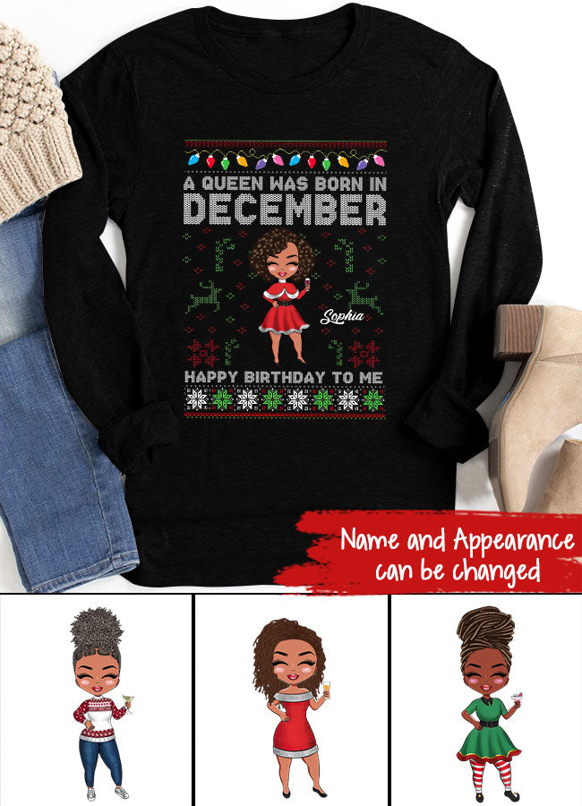 Custom December Birthday Shirt For Woman, Queens Are Born In December Gifts, Melanin Afro Woman Shirt, Black Girl Tee, Afro Queen Gift