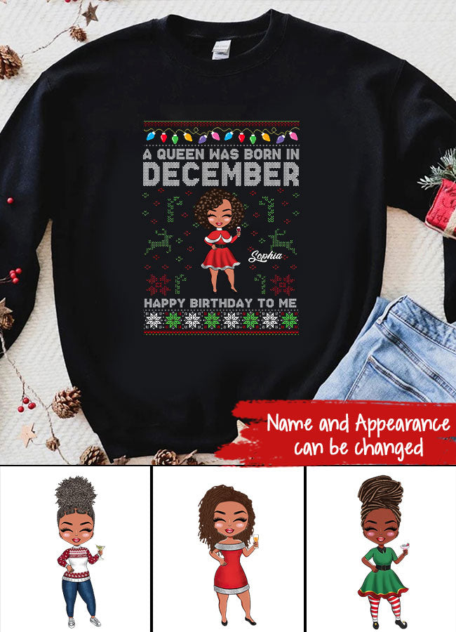 Custom December Birthday Shirt For Woman, Queens Are Born In December Gifts, Melanin Afro Woman Shirt, Black Girl Tee, Afro Queen Gift