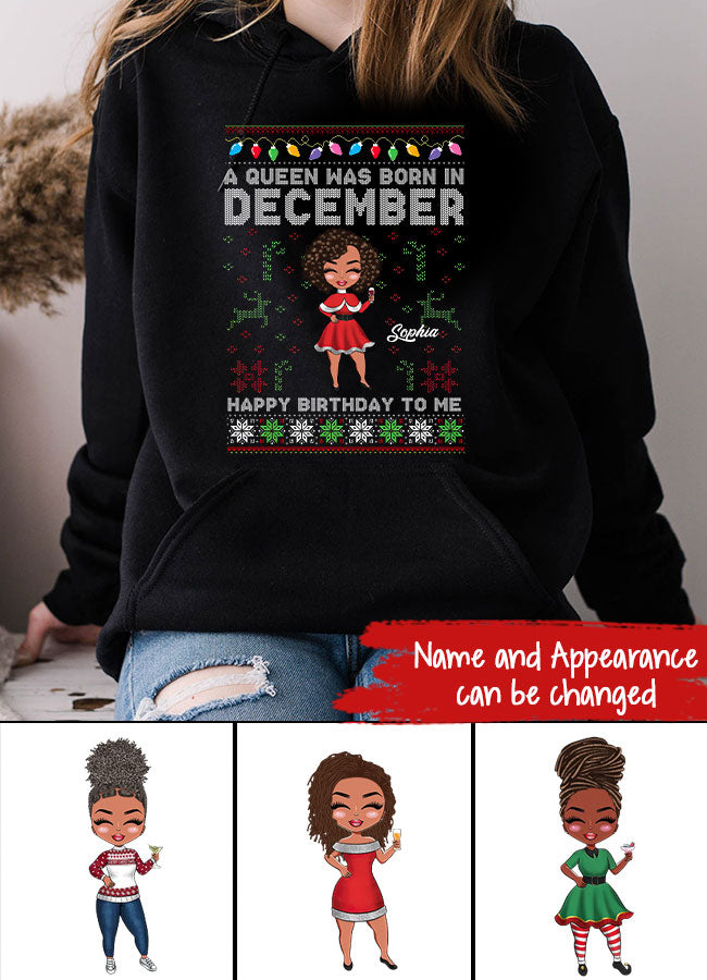 Custom December Birthday Shirt For Woman, Queens Are Born In December Gifts, Melanin Afro Woman Shirt, Black Girl Tee, Afro Queen Gift