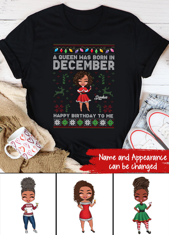 Custom December Birthday Shirt For Woman, Queens Are Born In December Gifts, Melanin Afro Woman Shirt, Black Girl Tee, Afro Queen Gift