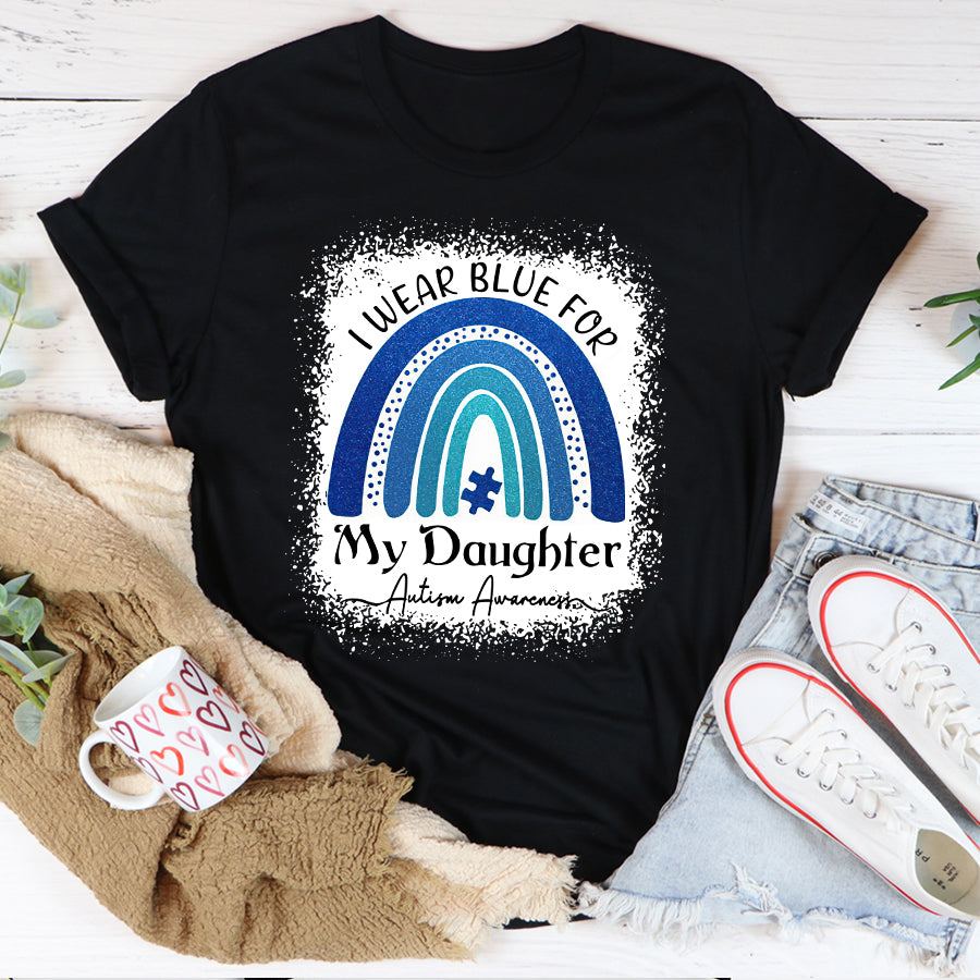 I Wear Blue For My Granddaughter Autism Awareness Rainbow T-Shirt Grandpa Grandma Autism Awareness Shirt