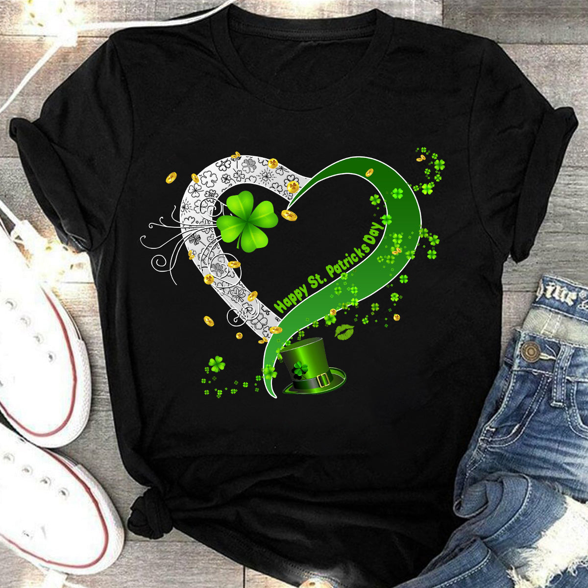 Saint Patrick&#39;s Day Heart Shirt, St Patrick Day Shirt, Shamrock Shirt, Heart Shamrock Shirt, Lucky Shirt, Irish Shirt, St. Paddy&#39;s Day Shirt