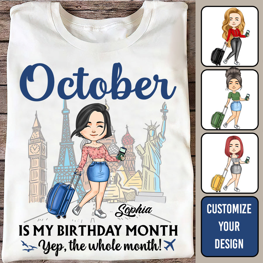 October Birthday Shirt, Custom Birthday Shirt, Queens are Born In October, October Birthday Shirts For Woman, October Birthday Gifts, Travel Lover