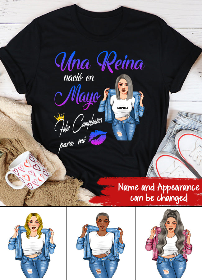 Camisa De Cumpleaños De Mayo, Camisa De Cumpleaños Personalizada, Reinas Nacidas En Mayo, Regalos De Cumpleaños De Mayo, Camisas De Mayo Para Mujeres