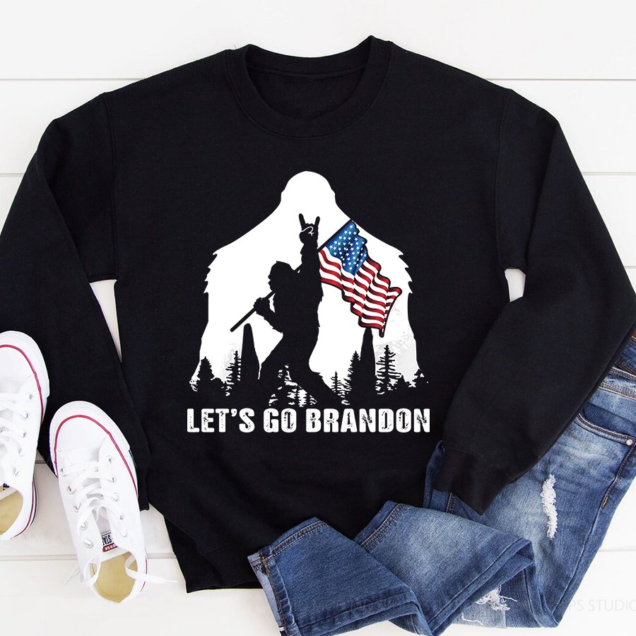 Let&#39;s Go Brandon Shirt, Bigfoot T Shirts Funny, Big Foot Shirt Lovers Unisex Cotton T Shirt