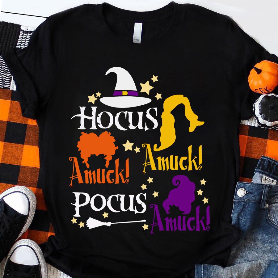 Hocus amuck amuck pocus amuck halloween movie t shirt, funny halloween shirt, Hocus Pocus Plus Size Shirt, Witch shirt lover gift for women