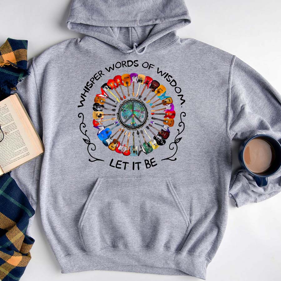 Whisper words of wisdom let it be Hippie tshirt, Hippie soul shirt, hippie gift, Guitar lover unisex cotton tshirt