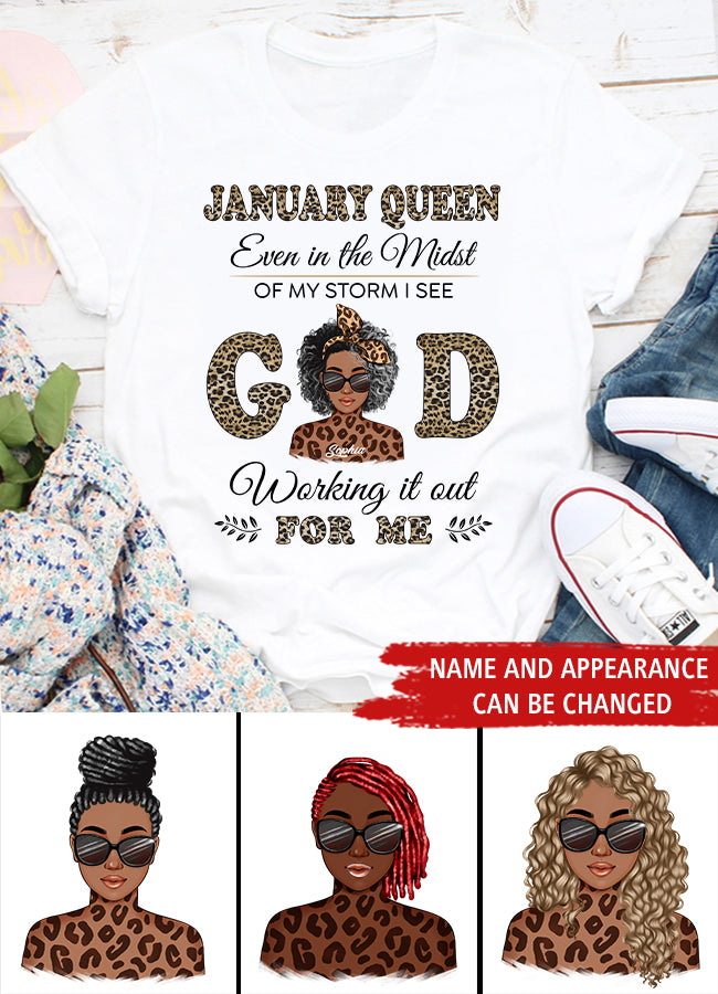 Custom January Birthday Shirt For Woman, Queens Are Born In January Gifts, Melanin Afro Woman Shirt, Black Girl Tee, Afro Queen Gift