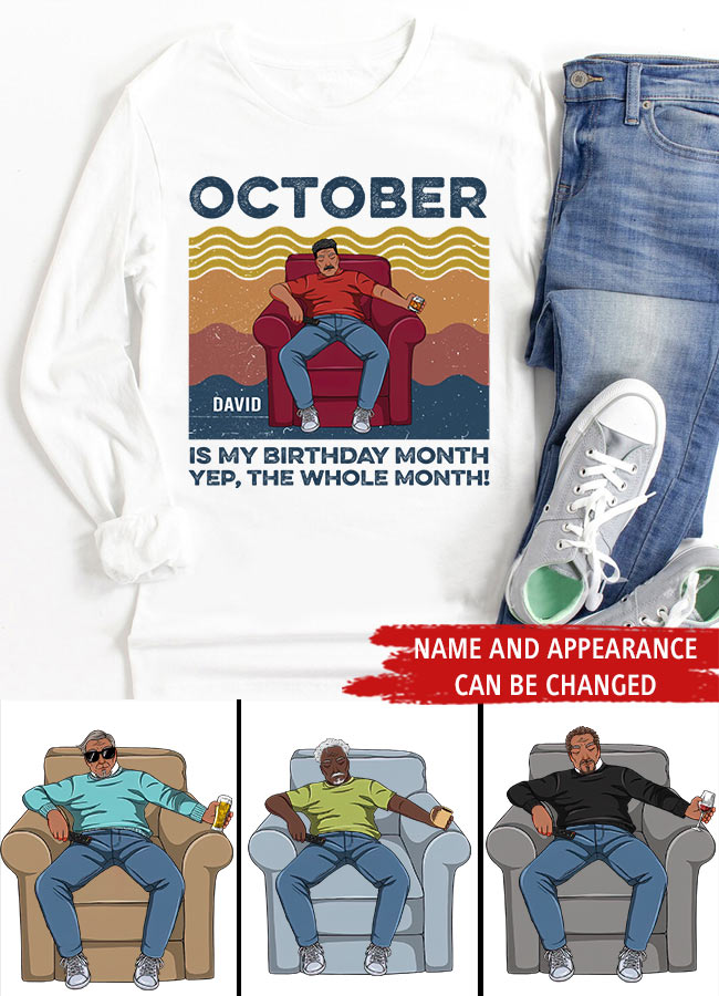 Personalized Birthday T Shirt, October Birthday Shirt, Custom Birthday Shirt, A Black King Was Born In October, October Birthday Shirts For Man