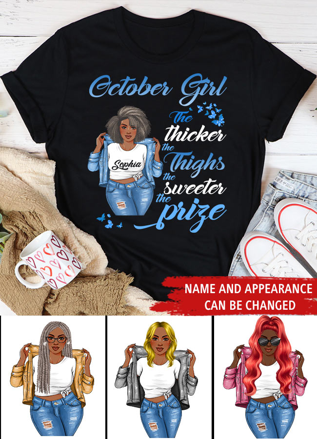 Custom October Birthday Shirt For Woman, Queens are Born In October Gifts, Melanin Afro Woman Shirt, Black Girl Tee, Afro Queen Gift