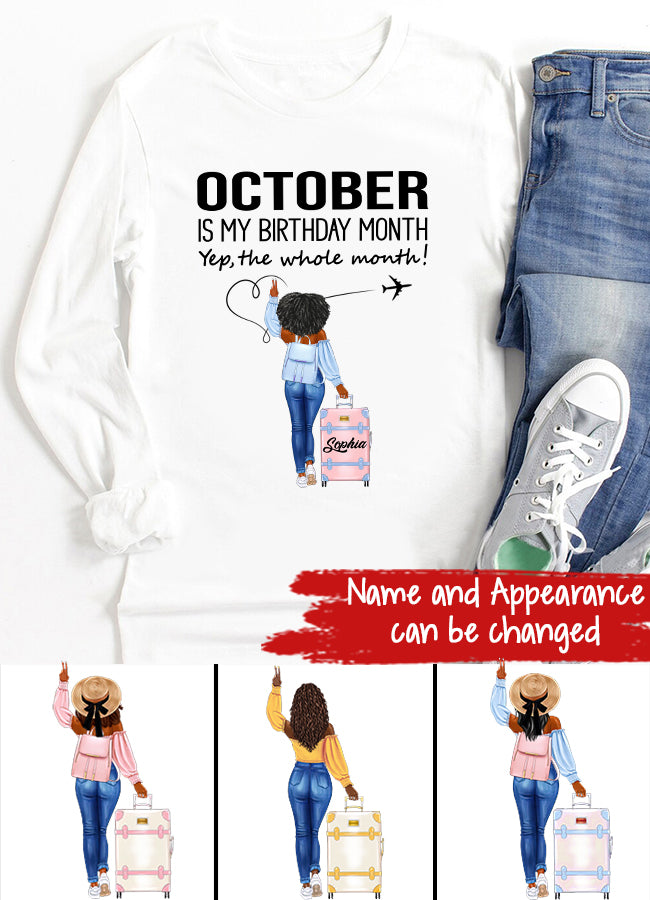 Custom October Birthday Shirt For Woman, Queens are Born In October Gifts, Melanin Afro Woman Shirt, Black Girl Tee, Afro Queen Gift