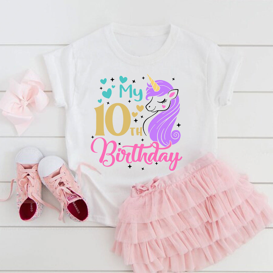 10th Birthday Shirt, Girl, 10th Birthday Shirt Ideas, Unicorn Birthday Shirt, Double Digits Birthday Shirt, Best T Shirts 2021, Baby Shirt
