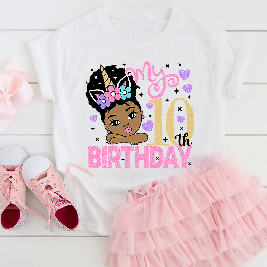 10th Birthday Shirt, Black Girl, 10th birthday shirt ideas, Double