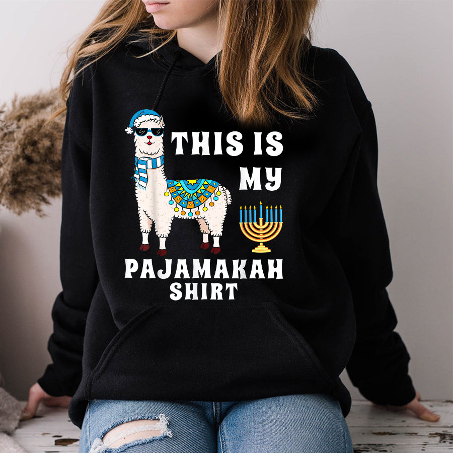 This is My Pajamakah Shirt Funny Llama Hanukkah Pajama T Shirt, Funny Hanukkah Shirts, Chanukah Gifts