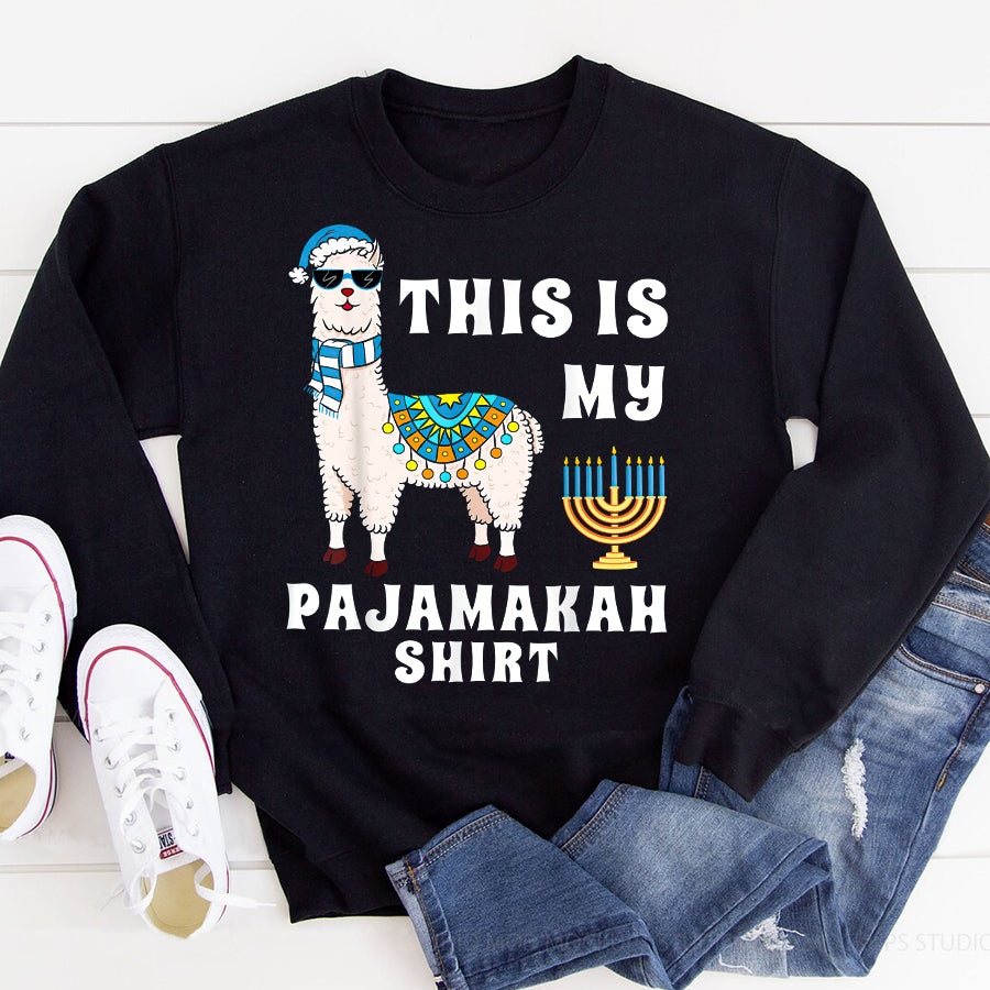 This is My Pajamakah Shirt Funny Llama Hanukkah Pajama T Shirt, Funny Hanukkah Shirts, Chanukah Gifts