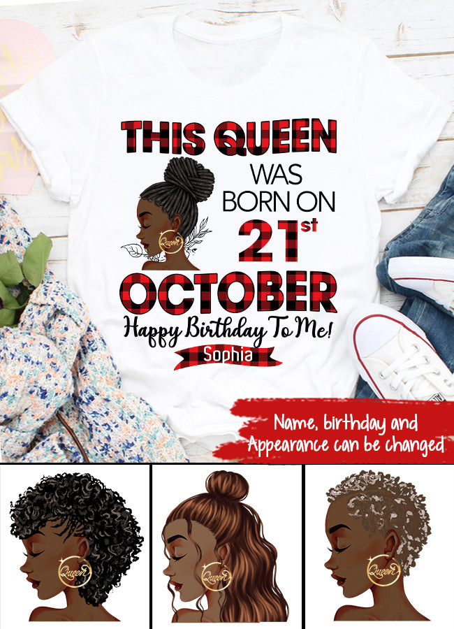 Custom October Birthday Shirt For Woman, Queens are Born In October Gifts, Melanin Afro Woman Shirt, Black Girl Tee, Afro Queen Gift
