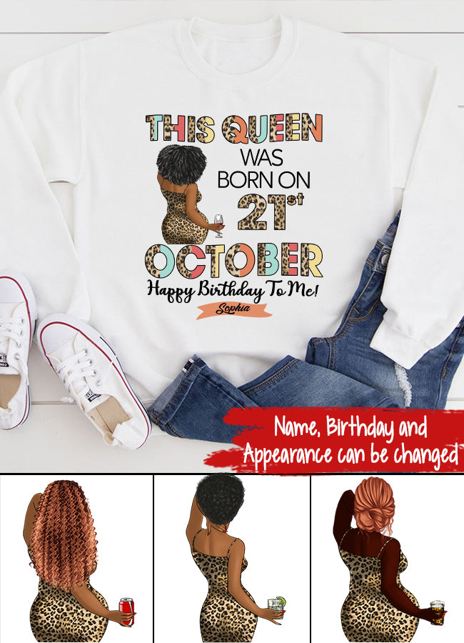 Custom October Birthday Shirt For Woman, Queens are Born In October Gifts, Melanin Afro Woman Shirt, Black Girl Tee, Afro Queen Gift