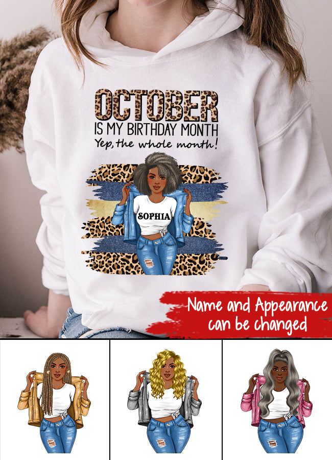 Custom October Birthday Shirt For Woman, Queens are Born In October Gifts, Melanin Afro Woman Shirt, Black Girl Tee, Afro Queen Gift
