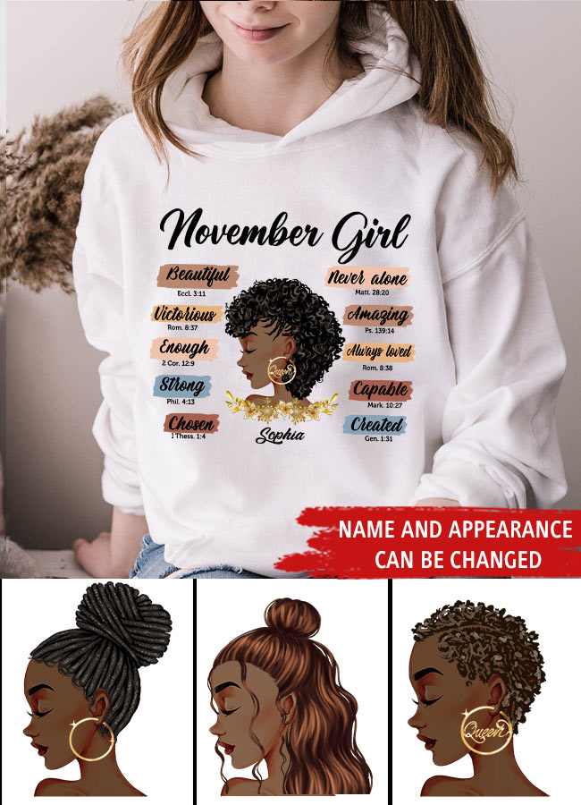 Custom November Birthday Shirt For Woman, Queens Are Born In November Gifts, Melanin Afro Woman Shirt, Black Girl Tee, Afro Queen Gift