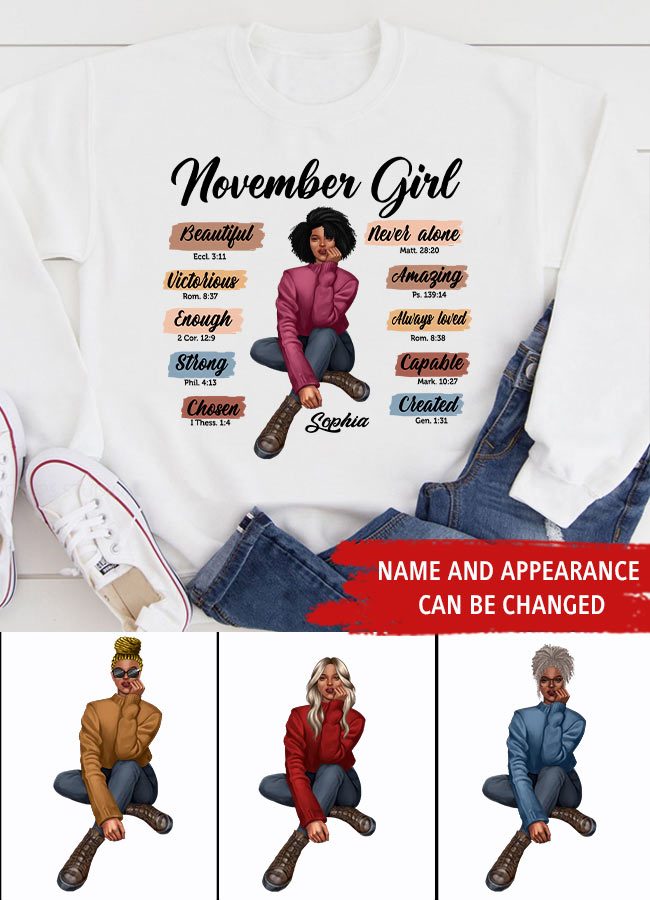 Custom November Birthday Shirt For Woman, Queens Are Born In November Gifts, Melanin Afro Woman Shirt, Black Girl Tee, Afro Queen Gift