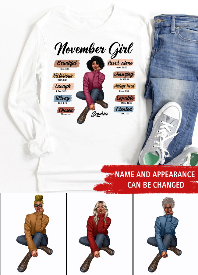 Custom November Birthday Shirt For Woman, Queens Are Born In November Gifts, Melanin Afro Woman Shirt, Black Girl Tee, Afro Queen Gift