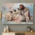 God Jesus With Lovely Pug For Dog Lover poster, God Surrounded By Pugs Wall Art Print Poster
