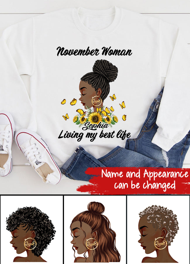 Custom November Birthday Shirt For Woman, Queens Are Born In November Gifts, Melanin Afro Woman Shirt, Black Girl Tee, Afro Queen Gift