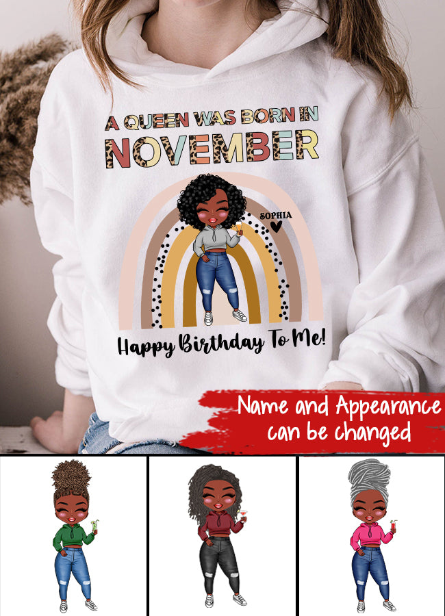 Custom November Birthday Shirt For Woman, Queens Are Born In November Gifts, Melanin Afro Woman Shirt, Black Girl Tee, Afro Queen Gift