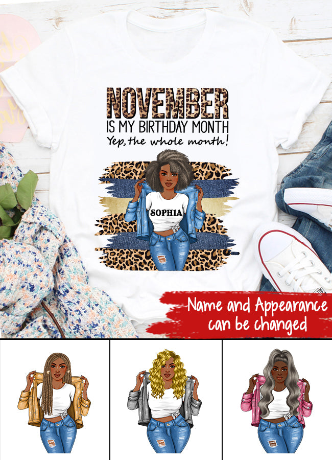 Custom November Birthday Shirt For Woman, Queens are Born In November Gifts, Melanin Afro Woman Shirt, Black Girl Tee, Afro Queen Gift