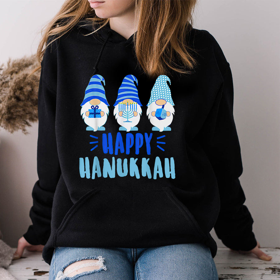Happy Hanukkah 2021 Gnome Menorah Dreidel Costume T Shirt, Funny Hanukkah Shirts, Chanukah Gifts