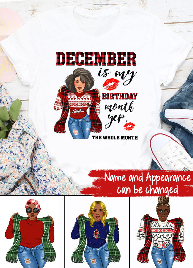 Custom December Birthday Shirt For Woman, Queens Are Born In December Gifts, Melanin Afro Woman Shirt, Black Girl Tee, Afro Queen Gift