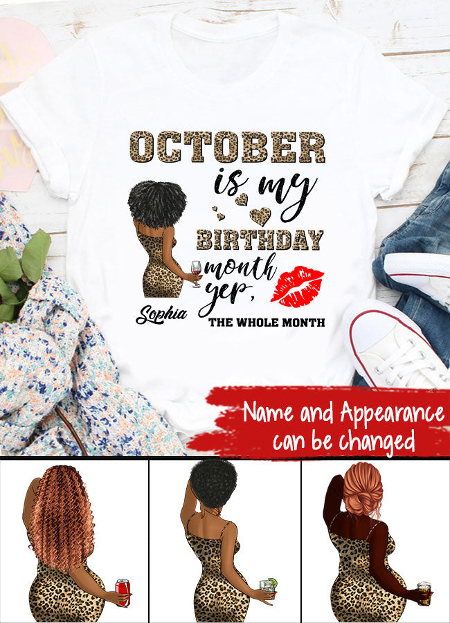 Custom October Birthday Shirt For Woman, Queens are Born In October Gifts, Melanin Afro Woman Shirt, Black Girl Tee, Afro Queen Gift
