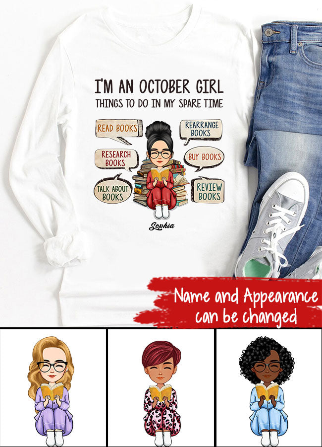 October Birthday Shirt, Custom Birthday Shirt, Queens are Born In October, October Birthday Shirts For Woman, October Birthday Gifts, Birthday Gift For Book - Bookworm, Book Lover, Book Reader
