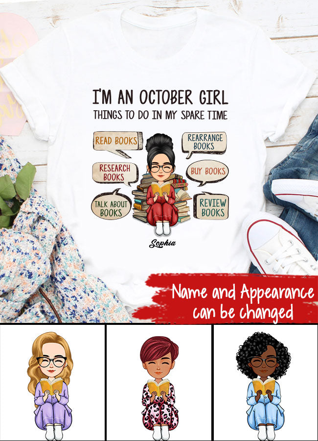 October Birthday Shirt, Custom Birthday Shirt, Queens are Born In October, October Birthday Shirts For Woman, October Birthday Gifts, Birthday Gift For Book - Bookworm, Book Lover, Book Reader