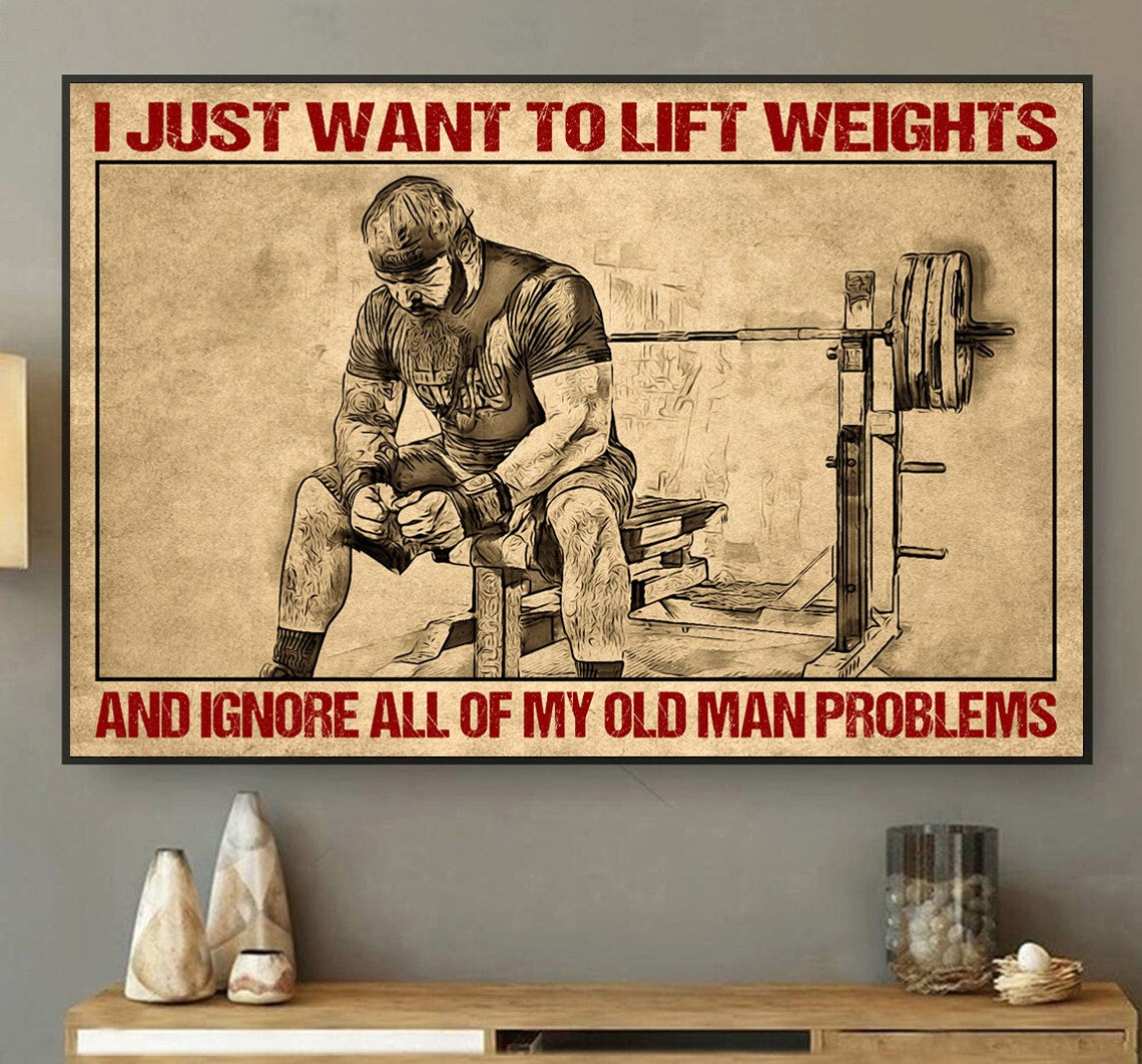 Weightlifting Poster, Wall Art Decor, Vintage Weightlifting Posters Gifts for Men, Home Decor