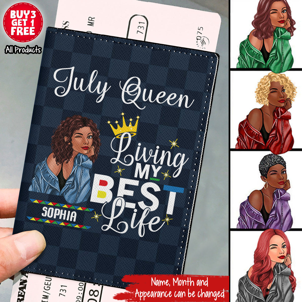 Personalized Passport Cover, customized gifts for July Girls, Living my best life, Best Gift For Friend, July  Girls