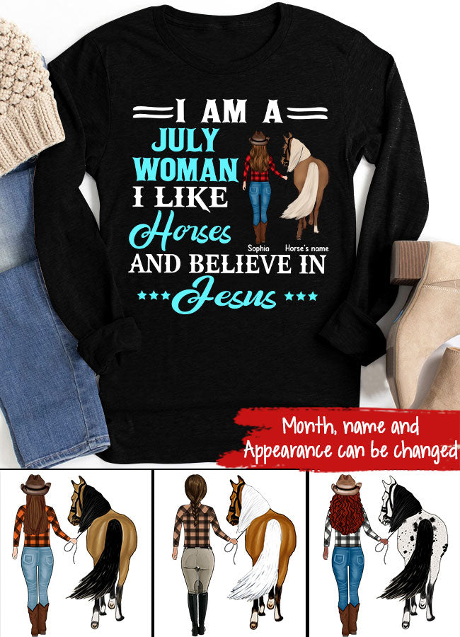 Personalized Birthday T Shirt, July Birthday Shirt, Birthday Gifts For Horse Lovers