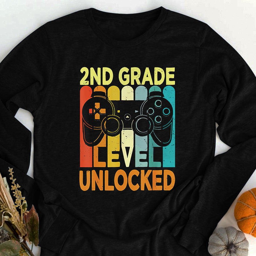 Back to School Shirts Hello 2nd Grade Level Unlocked Video Game Back to School Boy T-Shirt