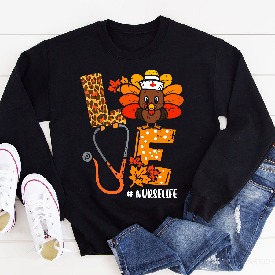 Love Turkey Stethoscope Nurse Life Thanksgiving Fall T Shirt ,Family Thanksgiving Shirt ,Funny Thanksgiving Gift For Women