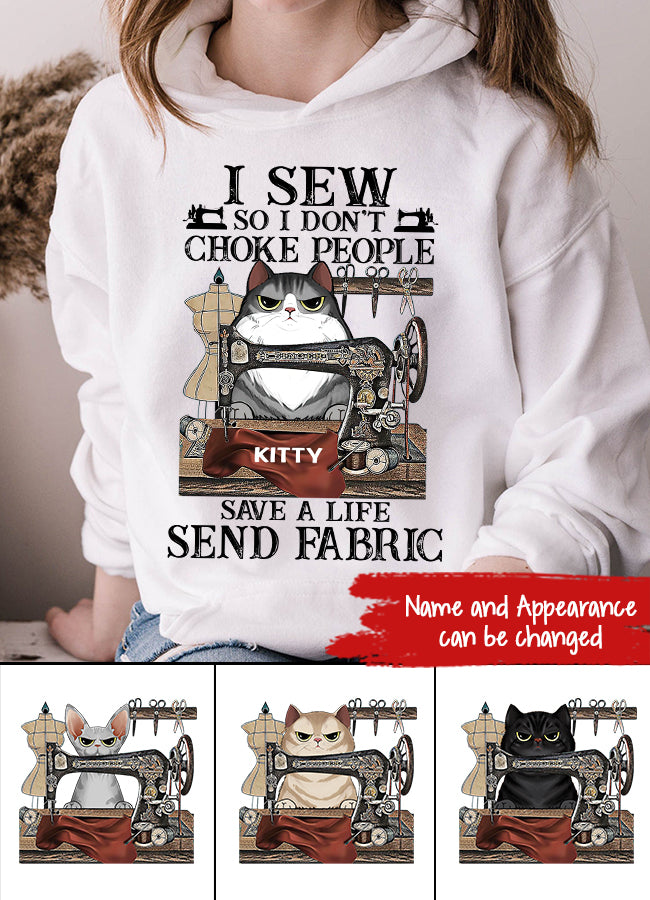 I Sew So I Don&#39;t Choke People T Shirt ,Custom T Shirt, Choose Your Cat